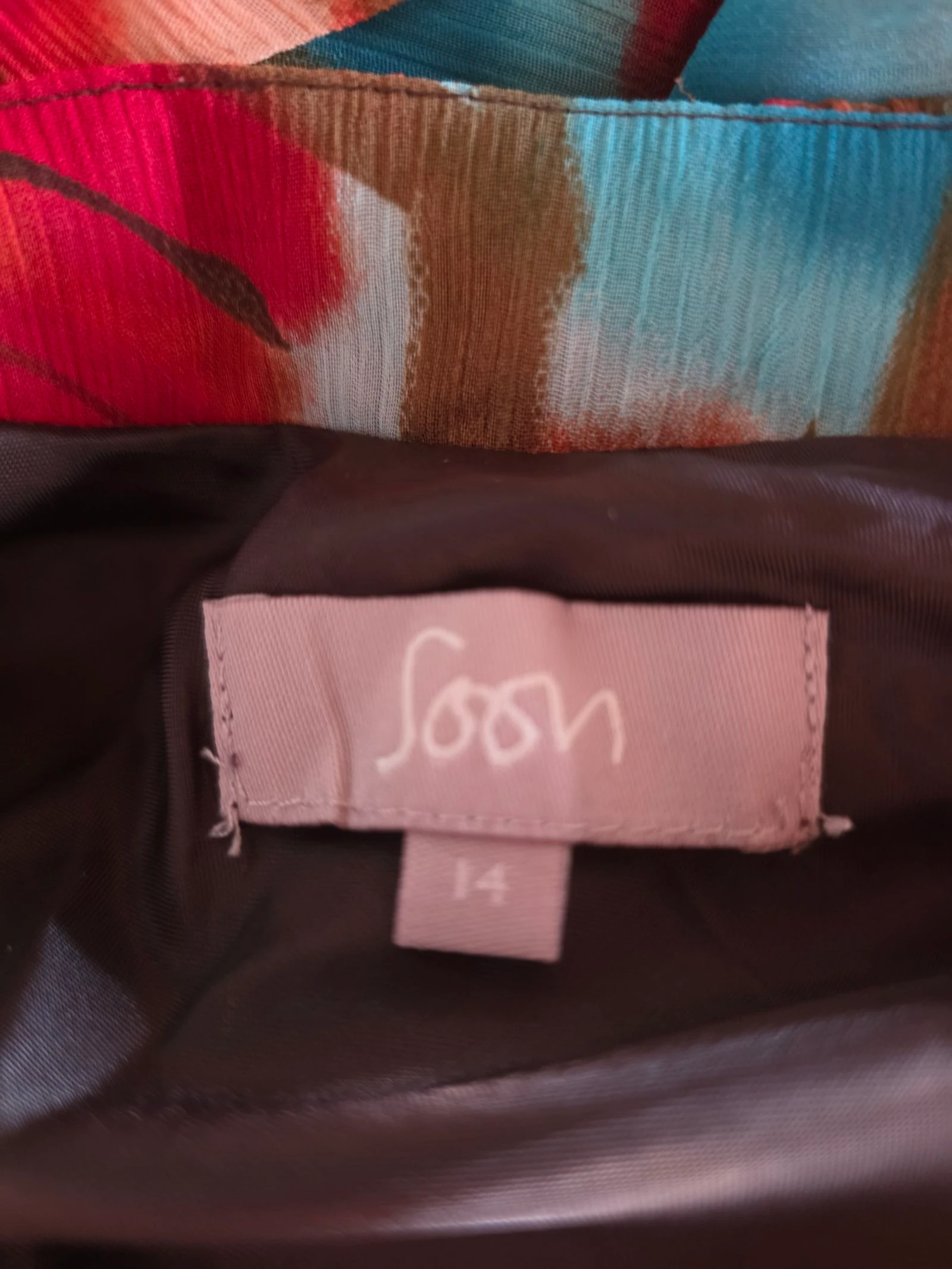 Lange vloeiende jurk met psychedelisch motief / tie-dye Y2K vintage bohemien trend maat 40/42 – photo 7
